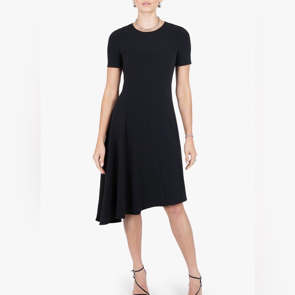 Black Halo Olcay Asymmetrical Black Midi Dress